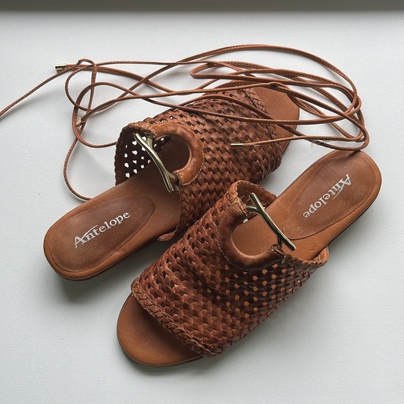 Antelope Ciara Ankle Wrapped Brown Leather Sandals - Picture 5 of 10